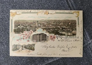 Plauen, Totalansicht, Bahnhofstr., Schule, Litho, Ak, Postkarte, Vogtland - Bild 1 von 2
