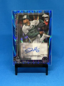 2025 Topps Chrome Jaden Hill Rookie Auto Blue RayWave RA-JH 148/150 Rockies - Imagen 1 de 2