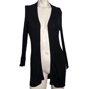 89th & Madison schwarzer gerippter Strick Staubmantel Cardigan Pullover Damen Medium Stretch - Bild 1 von 7