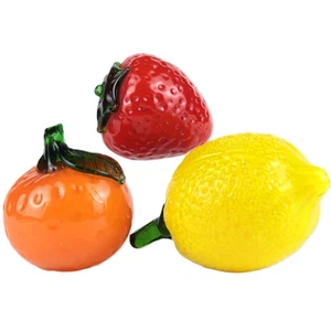 Obst-Trio aus Glas im Murano-Stil - Zitrone, Erdbeere, Mandarine - Bild 1 von 5