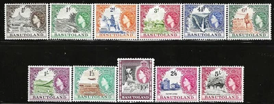 Basutoland 1954 Scts #46-#56, полный набор QEII (11 выпусков), как новый, без наклеек и следов, XF-Superb - Изображение 1 из 2