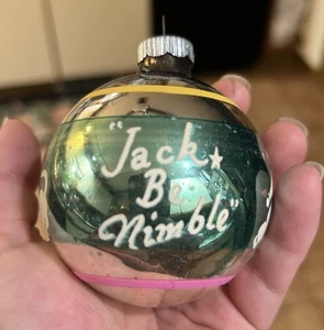 Vtg Shiny Brite Glass Nursery Rhyme Christmas Ornament Jack Be Nimble 2.5” - Picture 1 of 11