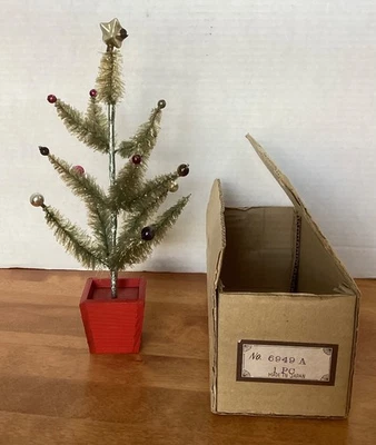 Antique Feather Tree Marked Japan w/ Vintage Glass Mercury Ornaments Box. - Image 1 of 4