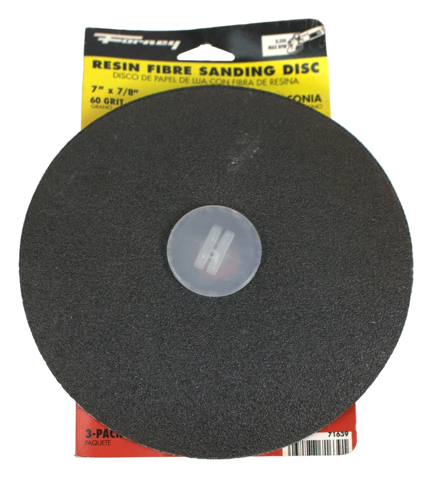Forney Resin Fibre Sanding Disc 60 Grit x 7in-7/8" Arbor 8500 Max RPM Part 71639 - Image 1 of 4