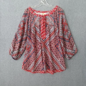 Fig & Flower Blouse Womens Large Multicolor Geometric Workwear Casual Blouse - Picture 1 of 14