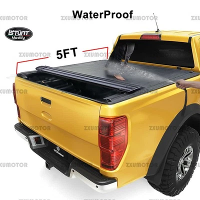 Waterproof Roll-up Tonneau Truck Bed Cover Hard For Ford Ranger 5ft 2019-2025 - Image 1 of 4