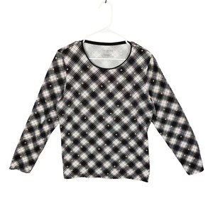 Top Talbots Mujer Grande Vacaciones Cuadros Estrella Cielo Regalo Metálico Preppy Manga Larga - Imagen 1 de 6