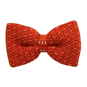 Men's Orange With White Small Heart 2.75 W And 4.75 L Inch Knit Pre-Tied - Picture 1 of 3