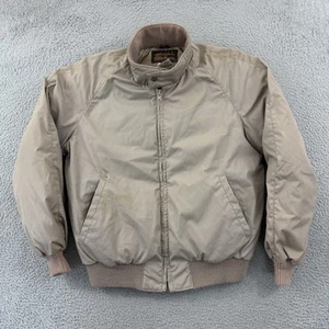 Vintage Eddie Bauer Jacket Men Medium Beige Down Puffer 80s Full Zip Outdoor USA - Picture 1 of 12