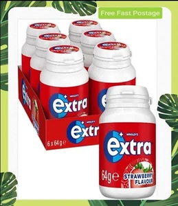Extra Strawberry Sugar Free Chewing Gum 64g Bottle (Case of 6) FREE DELEVERY AU - Picture 1 of 8