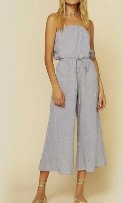 Blue Life Bell Jumpsuit In Mini Grey Stripe Size S - Image 1 of 4