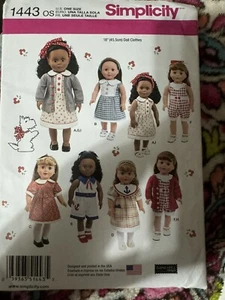 Simplicity 1443 Dress Romper 18" Am Girl Doll Clothes Sewing Craft Pattern - Picture 1 of 3