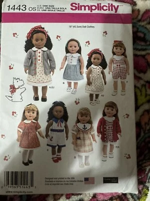 Simplicity 1443 Dress Romper 18" Am Girl Doll Clothes Sewing Craft Pattern  - Image 1 of 3