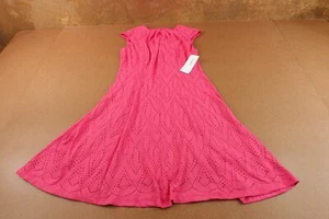 London Times Womens Medium PInk Jewel Pleated Keyhole Neck Fit & Flare Dress NWT - Picture 1 of 10