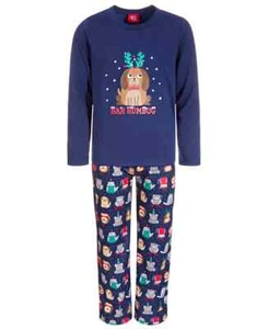 Family PJs Kid's Size 4-5 Blue Bah Humbug Long sleeve Family Pajama Set - Picture 1 of 2