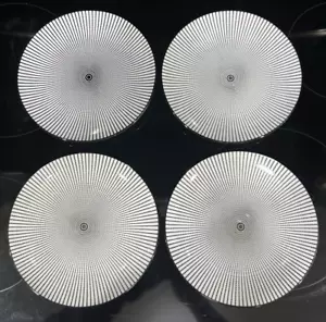 4 Royal Norfolk Black & White Optic Swirl Dash Salad Dessert Bread Plate 7.5" - Picture 1 of 10