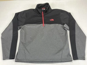 North Face Mens 1/4 Zip Mock Neck Polyester Black Gray Red Pullover Medium - Picture 1 of 5