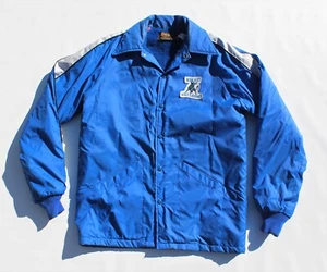 Vintage Schlitz Malt Liquor Beer Jacket Small Swingster Blue Bull Patch Button - Picture 1 of 8