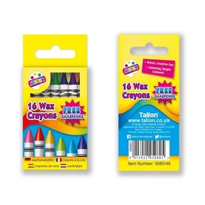 16PK Wax Crayons with Free Sharpener Colourful Kids Arts Craft Drawing Colouring - Picture 1 of 5