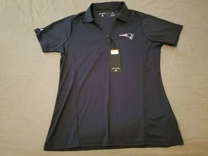 Womens New Antigua New England Patriots Polo Shirt M Medium Navy Blue Athletic - Picture 1 of 7