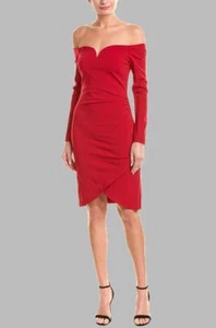 Nicole Miller schulterfreies Damen-Mantelkleid, Größen 0, 2 (rot) - Bild 1 von 2