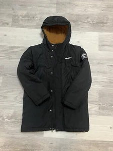 Timberland YOUTH Hooded Fleece Lined Coat Boys Size M (10/12) - Black Full Zip - Picture 1 of 9