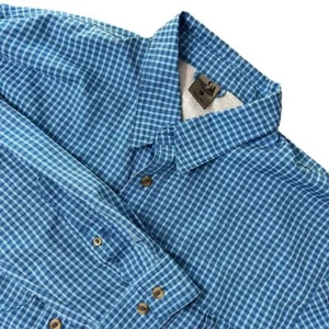 Rugged Exposure Men's Vented Long Sleeve Blue Plaid Large Button Up Polyester - Picture 1 of 11