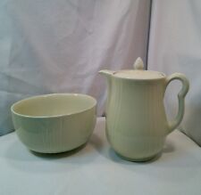 Vtg 2pc Yellow Ironstone Pottery Water pitcher Coffee Teapot & Lg bowl set 