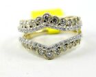 Natural Round Diamond 2 Row Cluster Split Ring Band 14k Yellow Gold 1.08Ct
