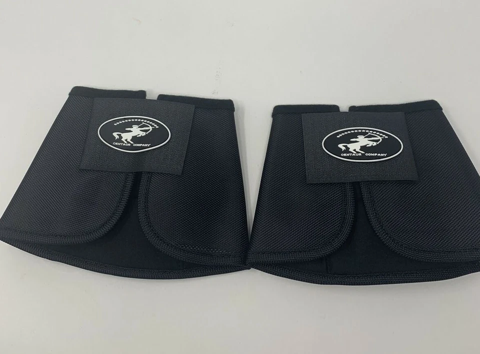 Horse Bell Boots Equine Hoof 1 Pair Black Water Repellant Stain Proof Nylon  - Image 1 of 4