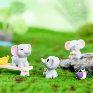 Resin Mini Desktop Home Decoration Cartoon Micro Landscape Elephant Figurine