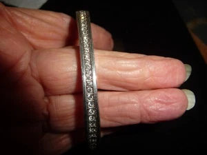 BRIGHTON SIGNED hinged CHANNEL SET FAUX DIAMONDS BANGLE BRACELET #27/31 - Picture 1 of 10