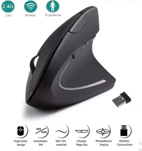 Wireless Vertical Mouse 2.4GHz, 6 Buttons, Adjustable Mice DPI for PC/Laptop US - Picture 1 of 1
