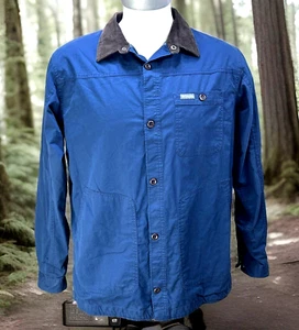 Columbia Shirt Men Sz L Solid Blue Button Down Heavyweight Long Sleeve Outdoors - Picture 1 of 13