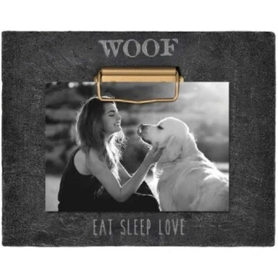 “DOG Sentiment" Engraved Print, Black Cement Pic Frame For 4”x6” Pics. - Image 1 of 2