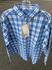NWT NOS 1990 LEVIS XL Long Sleeved Pocket Shirt Blue Plaid Checkered Vintage - Picture 1 of 9