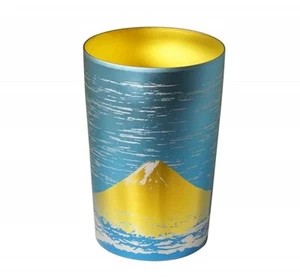 Mt Fuji Mug Gold Fujiyama Tumbler Beer Double Layered HORIE 270ml 9.1floz Japan - Picture 1 of 5