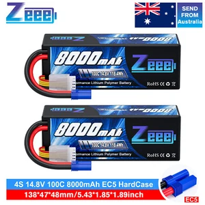 2x Zeee 14.8V 100C 8000mAh EC5 4S Lipo Battery for X-Maxx Kraton Outcast RC Car - Picture 1 of 6