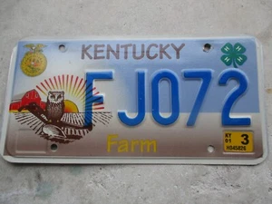 Kentucky 2001 FARM license plate # F JO72 - Picture 1 of 1