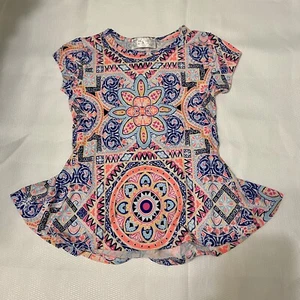 Pony Tails Sz 5/6 Pink Boutique Geometric Aztec Print Short Sleeve Summer Dress - Picture 1 of 8