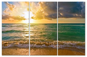 Split canvas art 12"x24" 3 pieces Sunset Beach - Picture 1 of 2