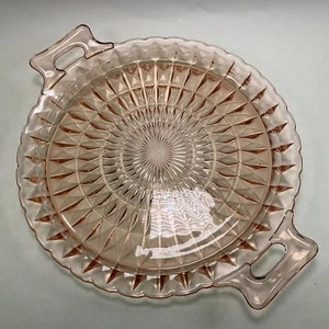 Jeannette Glass Windsor Pink by Sandwich Serving Platter Handles - Picture 1 of 4
