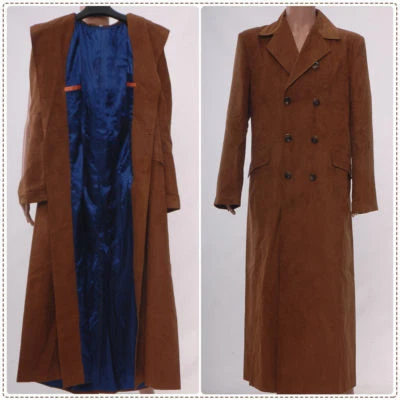 Para hombres Doctor Who Largo Negro Marrón Gabardina Fiesta de Halloween Juegos con disfraces Disfraz y Foto 1 de 4