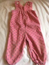 Vintage Mothercare Toddler Baby Size 18 Pink Corduroy Floral Overalls 80s 90s