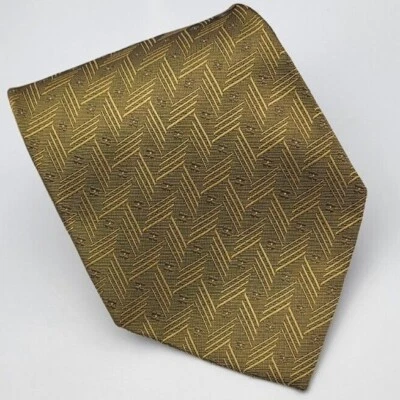 J. Corbata de seda Z. Richards dorada marrón geométrica para hombre 58 x 4 Foto 1 de 4