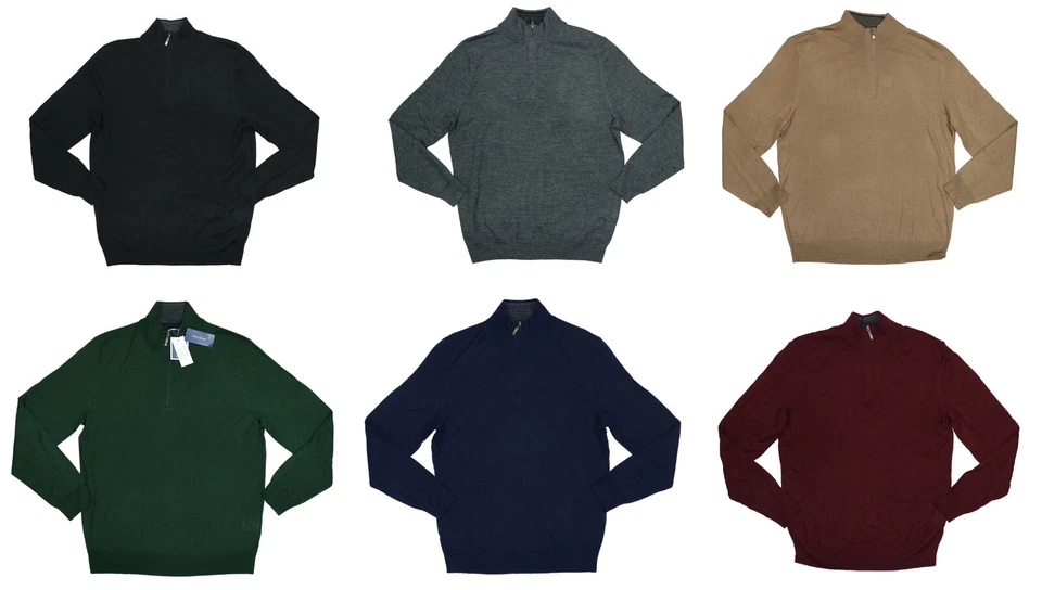 Club Room Merino Wool Blend 1/4 Zip Mock Neck Lightweight Pullover Sweater NWT - Image 1 of 1