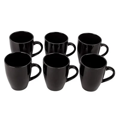 Handcrafted Ceramic Tea and Coffee Mugs, Set of 6. (280 ml, Black) - Image 1 of 3