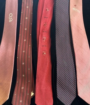 批量 5 件 复古 领带 50 60 年代 ROCKABILLY 领带紧身薄窄红色和黑色 2 色 — 第 1/4 张图片