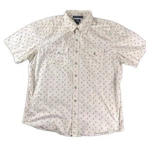 Camisa Antigua Azul Marino XL Western Snap Blanca Diamante Estampado Azteca Perla Bolsillos Heritage - Imagen 1 de 7