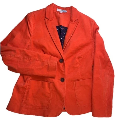 Boden Womens Corduroy Blazer Jacket Size 10R Orange Two-Button Pockets Casual - Image 1 of 4